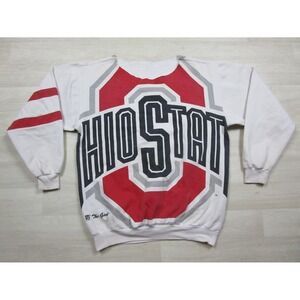 Vintage 90s Ohio State Buckeyes AOP Sweatshirt (XL) Cut Neck Football The Game